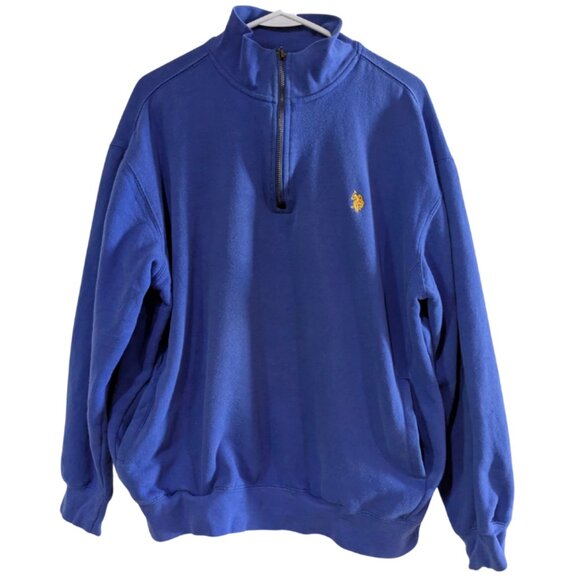 US Polo Assn Men's Pullover Sweatshirt, Size M, Blue, Quarter Zip, Pockets - Picture 1 of 15